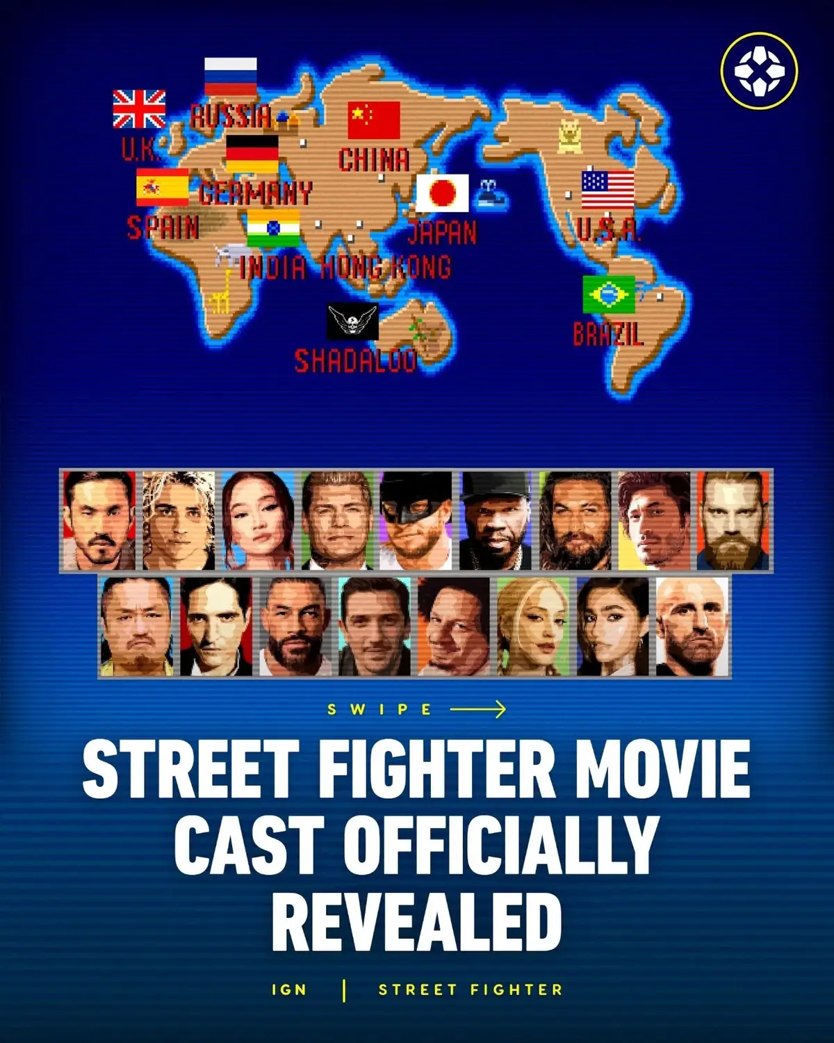 The upcoming Street Fighter film has revealed its massive cast, including Cody Rhodes as Guile, Callina Liang as Chun-Li, Jason Momoa as Blanka, and David Dastmalchian as M. Bison. #streetfighter #liveaction #videogames #movie #streetfightermovie #fyp #foryou #foryoupage #xyzbca #viral #trending #gaming #relatable 