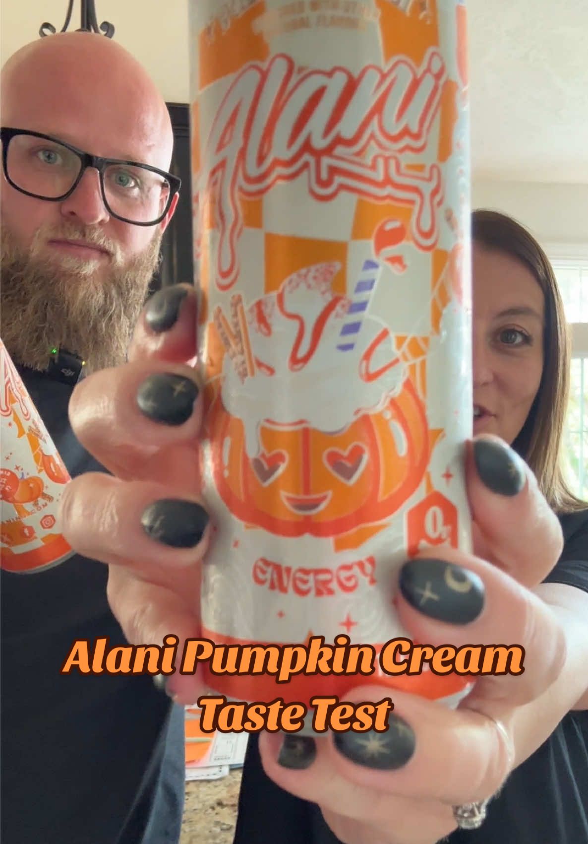 Are you in favor of baked goods flavored energy drinks? I think I just made my decision. Thanks for trying it with me @Zac Martin! 🎃🦇🍂 #tastetest #alani #alanipumpkincream #rollforsoda #fixmeup 