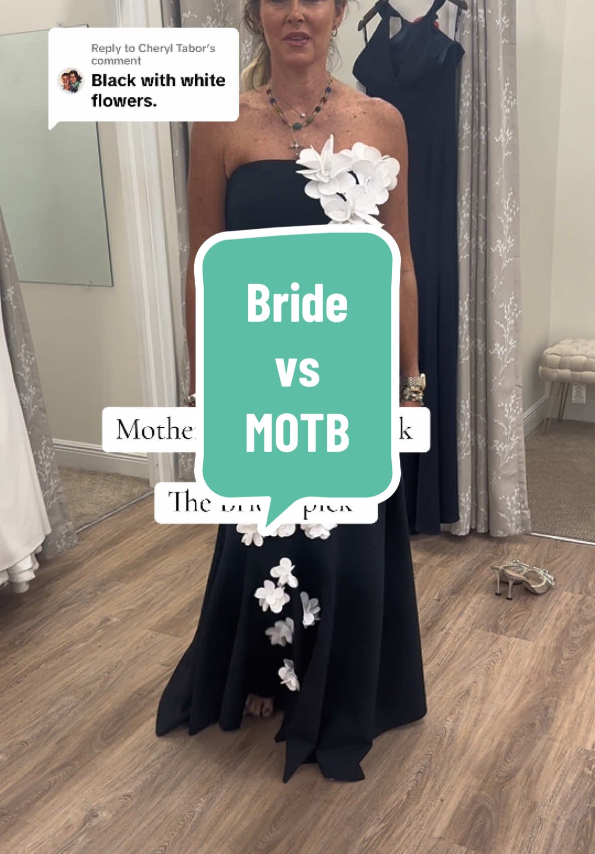 Replying to @Cheryl Tabor bridesmaids are in brown, guest are all in bright colors for the sunset and well I was not left with too many options. This dress is my everything @Frascara I will one day wear this and in the mean time I share it with everyone! The Bride gets to pick 🖤🤍 crushed dreams 😂 #MotherOfTheBride #MOTBDress #WeddingStyle #WeddingGuestLook #SpecialOccasionStyle #DressTryOn #ElegantStyle #WeddingFashion #FormalGown #OOTDInspo