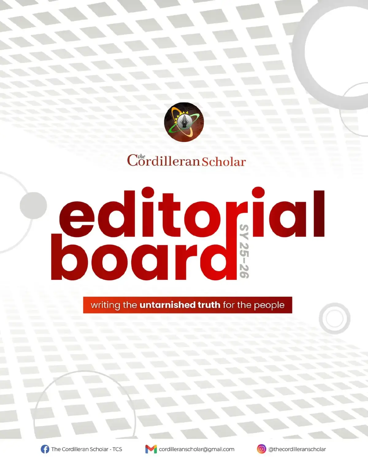 Ever wonder who the talented writers and artists are behind the pages? The long wait is over! Meet the new 𝐁𝐨𝐚𝐫𝐝 𝐨𝐟 𝐄𝐝𝐢𝐭𝐨𝐫𝐬 and 𝐄𝐝𝐢𝐭𝐨𝐫𝐢𝐚𝐥 𝐒𝐭𝐚𝐟𝐟 of The Cordilleran Scholar for the A.Y 2025-2026 ✍️ After weeks of screening and evaluation, TCS has finally found the campus journalists ready to serve the student body. Expect bolder headlines, sharper news coverage, iconic layouts, and unapologetic articles that empower your voices. With unwavering commitment, this year's roster is ready to continue the publication's legacy with pens and cameras that capture your victories, struggles, and stories as scholars. Through pure passion for journalism, they're not here to just fill pages. They're here to be the echoing voices that unveil the untarnished truth, not only for the campus, but for the Filipino people. Get ready Karsi! The Cordilleran Scholar is entering its boldest era yet — for in CordiScho, 𝐰𝐞 𝐝𝐨𝐧'𝐭 𝐟𝐨𝐥𝐥𝐨𝐰 𝐭𝐫𝐞𝐧𝐝𝐬; 𝐰𝐞 𝒔𝒆𝒕 𝐭𝐡𝐞𝐦. #cordischo #pisaytok #journalist #campusjournalism 