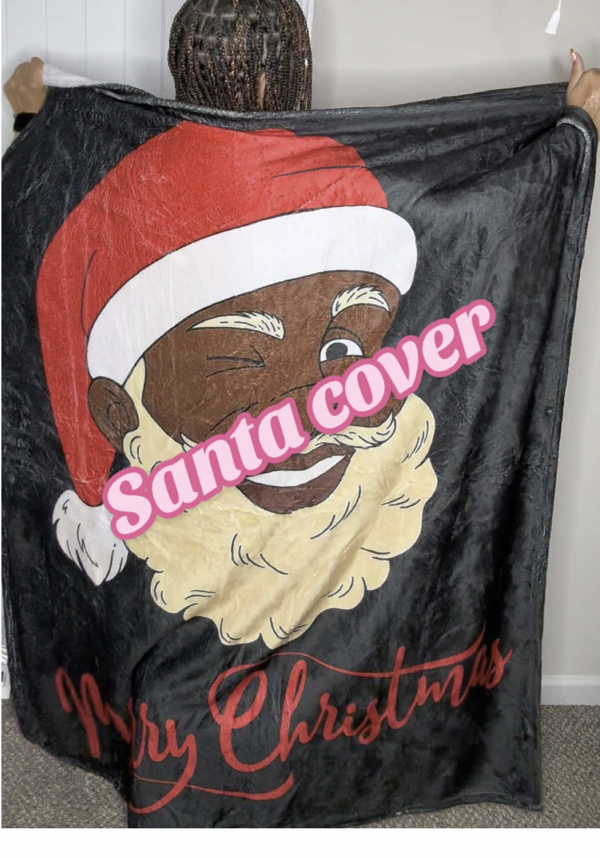 You can get this as low as $13.50 (prices vary by size) with FREE SHIPPING!! This Santa Christmas throw will most definitely sell out!! #christmas #christiantiktok #christmasdecor #santacover #blacksanta #BlackTikTok 