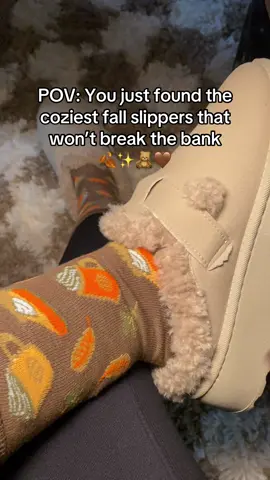 Cozy fuzzy fall slippers 🧡 affordable booties for autumn vibes | TikTok shop fall finds | comfy shoes for lounging & fall fashion #tiktokshopcreatorpicks #fallfashion 