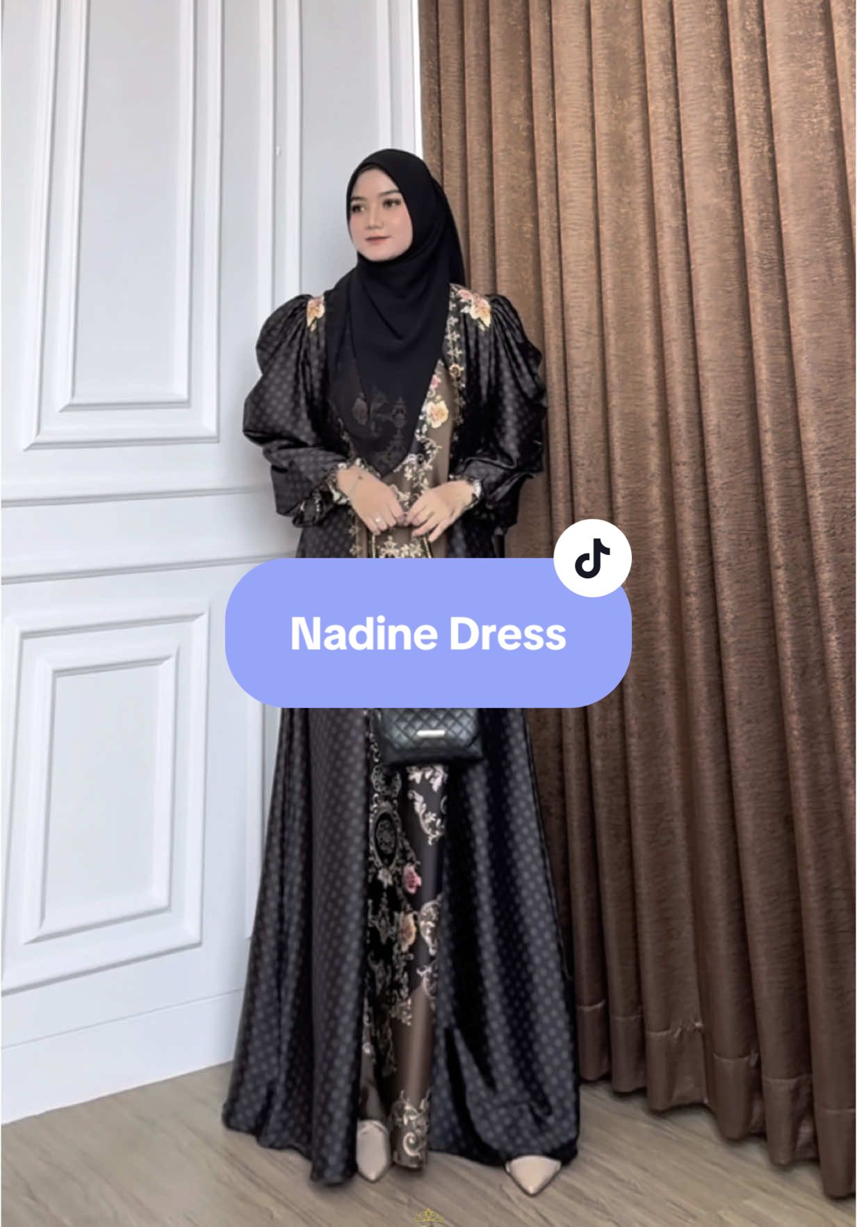 Nadine Dress black di style hijab syari seperti ini juga cocok🥰 #farazlabel #fypシ゚viral🖤tiktok #gamispremium #ootdhijab 