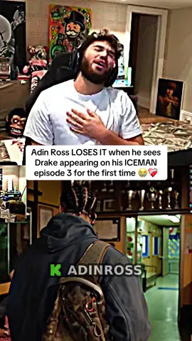 Adin Ross LOSES IT when he sees Drake appearing on his ICEMAN episode 3 for the first time 😭❤️‍🩹 #adinross #drake #fyp #iceman 