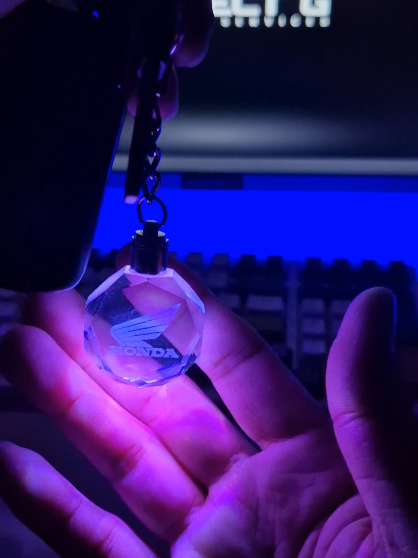 Moto Keychain Led Light Cristal