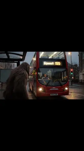 Bigfoot Runs To Catch The Bus, But The Bus Driver Doesn’t Open The Door…😂 #bigfootai #ukfunny #londonbus 