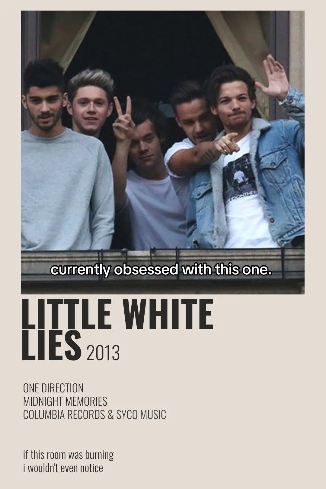I really need to start keeping you guys updated with my new song obsessions. Last week was gotta be you, this week little white lies. Quite the shift! #onedirection #directioner #1D 