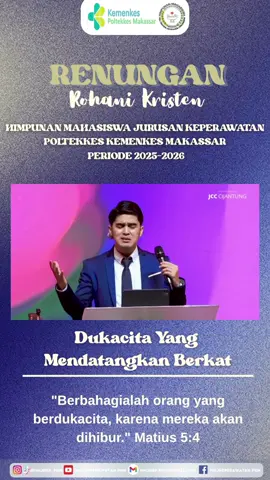 [ RENUNGAN ONLINE ] ✝️✨ Salah satu ucapan bahagia yang disampaikan Tuhan Yesus kepada kita adalah berbahagialah yang berdukacita karena mereka akan dihibur. Ucapan ini kontras dengan pemikiran bahagia pada umumnya. Jika umumnya seseorang akan berbahagia ketika memperoleh berkat dan kemenangan, tetapi Yesus berkata sebaliknya yaitu, 