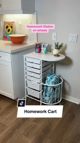 Homework and craft cart organization! #craftorganization #craftcart #homeschool #homeworkstation #rollingcart 