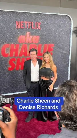 #charliesheen and #deniserichards pose together at the #akacharliesheen premiere 