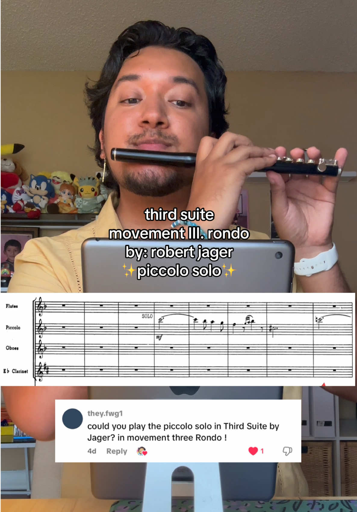 got a request to play the cute little piccolo solo in the piece Third Suite by Robert Jager! enjoy 😊  #flute #flutemusic #flutist #concertband #bandkid 