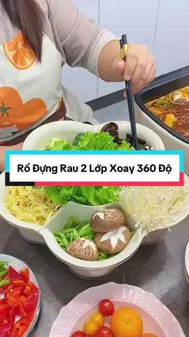 Rổ đựng rau ăn lẩu 2 lớp tiện ích, rổ 6 ngăn xoay 360 độ tiện lợi #rodungrau #giadungtienich #giadung #dogiadung #giadungthongminh 