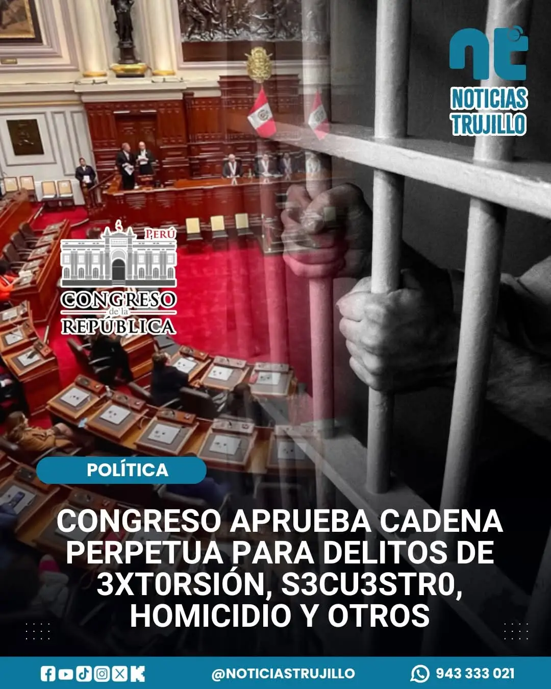 🚨#LOÚLTIMO | Congreso aprueba en segunda votación, la tipificación del delito de criminalidad sistemática en el Código Penal, estableciendo penas de 35 años hasta cadena perpetua para delitos graves como el s3cu3stro, 3xt0rsión, sic4ri4t0, h0micidi0 calificado, y otros delitos que empleen 4rm4s de fuego, 3xplosiv0s u otros similares, los cuales generen t3rror en la población.  #comunidadjuridica  #comunidadjuridicadederecho 