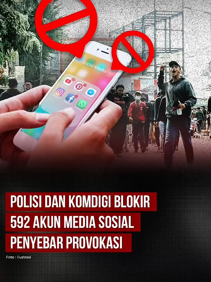 Polisi bersama Kementerian Komunikasi dan Digital (Komdigi) memblokir 592 akun media sosial yang dinilai menyampaikan provokasi dan menghasut massa untuk bertindak anarkis.   Polisi telah menetapkan tujuh pemilik akun sebagai tersangka, salah satunya yakni milik Laras Faizati, yang memprovokasi agar massa membakar Mabes Polri. Bareskrim mengimbau masyarakat agar lebih bijak dalam menggunakan media sosial dan tidak mudah membagikan konten yang belum terverifikasi. #provokasi #medsos #bareskrim #larasfaizati #demo #provokator