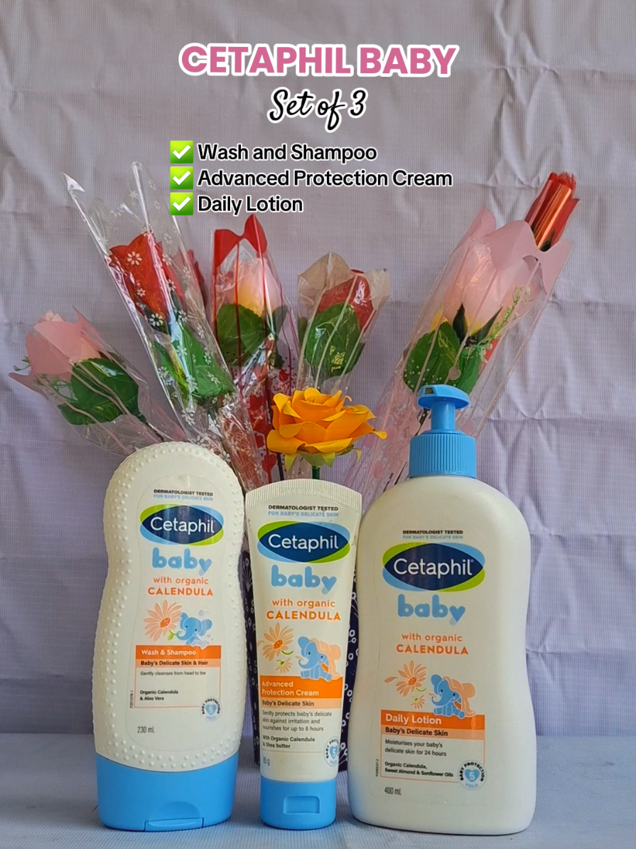 Soafer mura mga Miii! Set na sya. May Wash and Shampoo, Cream, at Lotion na! Bilis masold out netoo! #Cetaphil #WashAndShampoo #Lotion #Cream #CetaphilBaby 