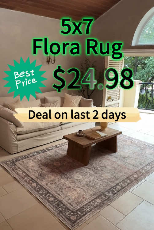 HUGE SALE! 😱 5x7ft Vintage Rug. $24.98 ONLY! ($70+ VALUE) Limited stock! ➡️#budgetdecor #vintagerug #rugtok #HomeMakeover 
