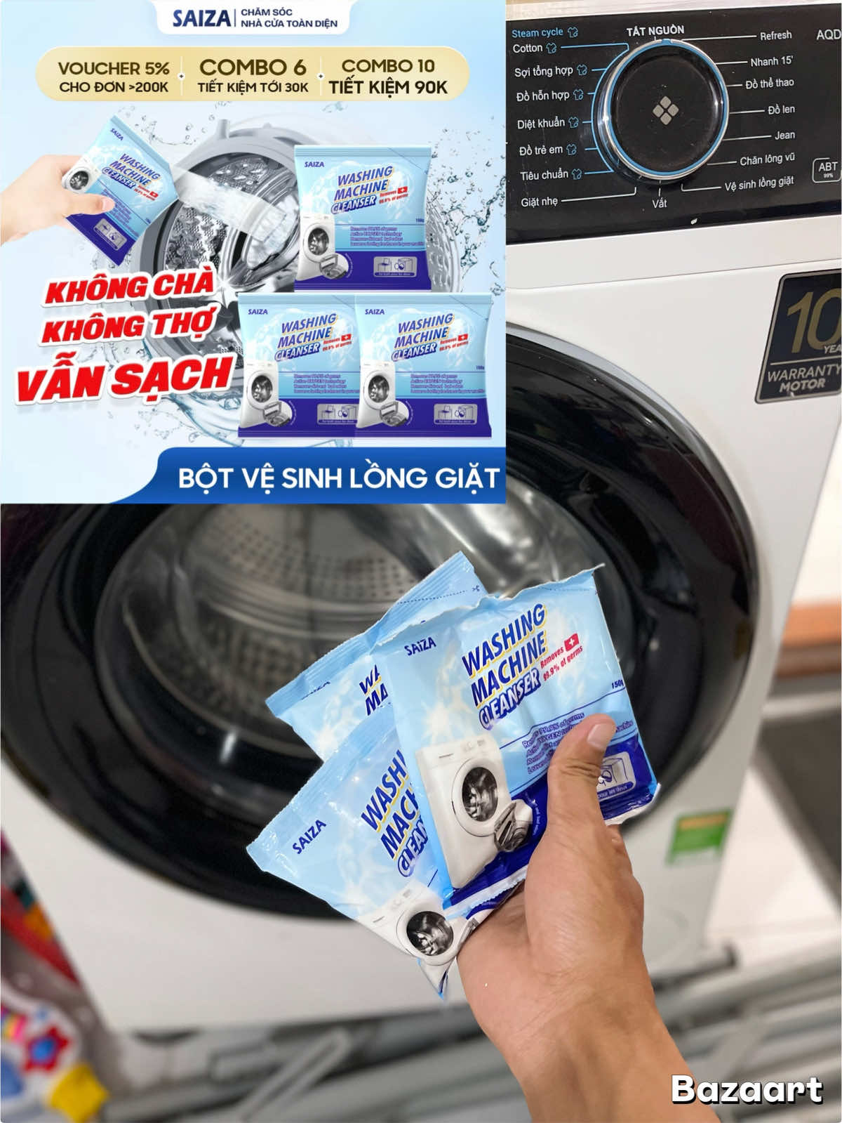 Combo 3 Gói Vệ Sinh Lồng Máy Giặt SAIZA #saiza #vesinhmaygiat #vesinhlonggiat #tiktokshop #xuhuong 