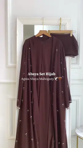REKOMENDASI ABAYA MEWAH SET HIJAB😍 AGNIA ABAYA MAHOGANY BEST SELLER🤎 READY CO YUU✨🛒🛍️ #fyp #dress #abaya #abayamewah #abayasethijab 