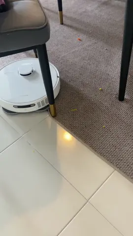 My best investement of the year . Makanan anak tumpah pun tak risau dah . Panggil je dia datang . #d20ultra #dreame #robovacuum 