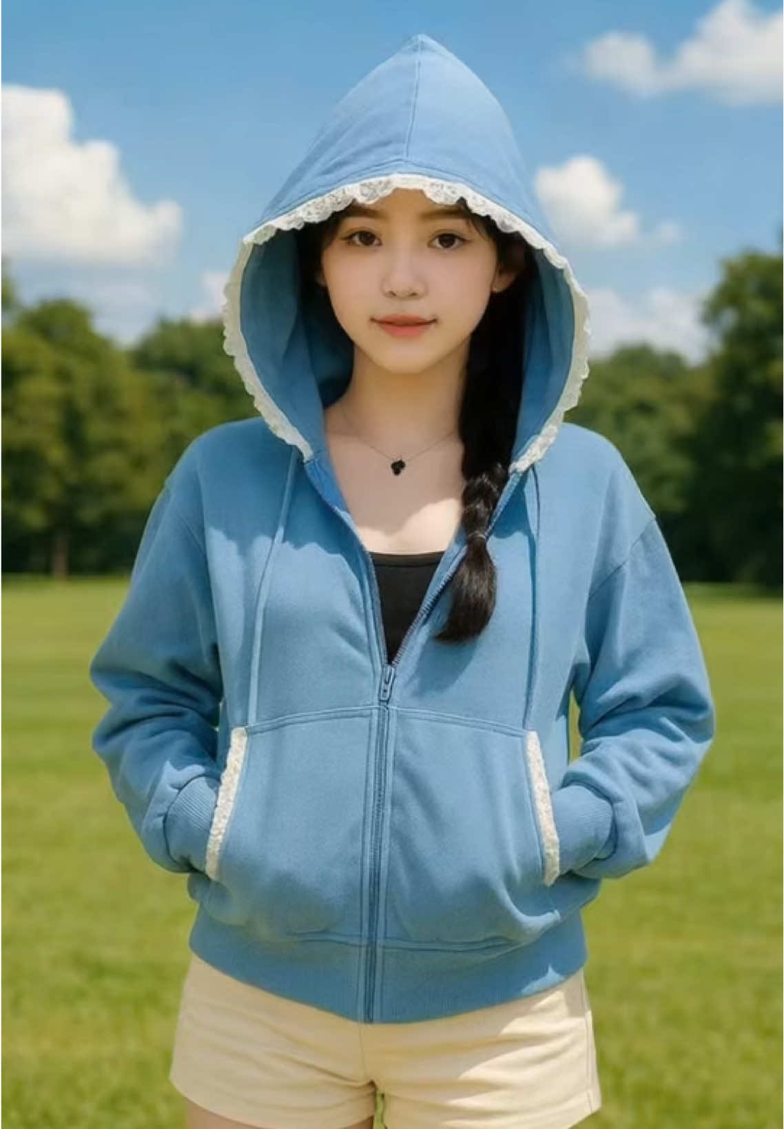 Áo khoác phối ren nón dễ thương #phamducviet811 #thudong2025 #thudong #aokhoacnu #aodepnu2025 