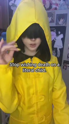 I don’t care she’s “fictional” it’s weird and disgusting you even think that way? She was a kid trying to survive, don’t tell me you wouldn’t do the same things. The other characters have done many things wrong too yet you treat them better. Why not love them all? They were all children and wanted to survive. STOP WISHING DEATH ON SIX. It’s not cool nor funny it’s weird, if you think that it’s funny you seriously need help. #fyp #littlenightmares #littlenightmares2 #littlenightmarescosplay #sixlittlenightmares 