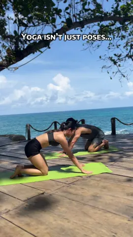 Yoga gets lighter with a friend 🌸 not just poses, but laughter, trust, and shared energy.  Because the best flows are the ones we don’t do alone (Sometimes) #yogafriends #MindfulLiving #TeiikEasy #yoga 