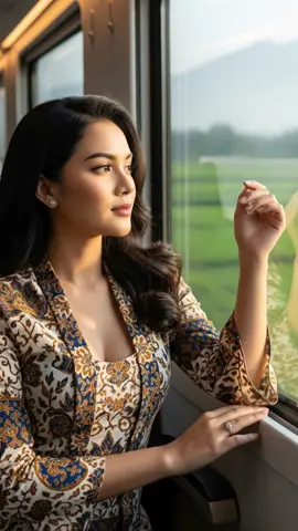 #creatorsearchinsights  Trem lengkap melankolis kebaya keanggunan Nusantara  cek keranjang kuning Monggo masss #rushhour #aigirl #ai #beauty 