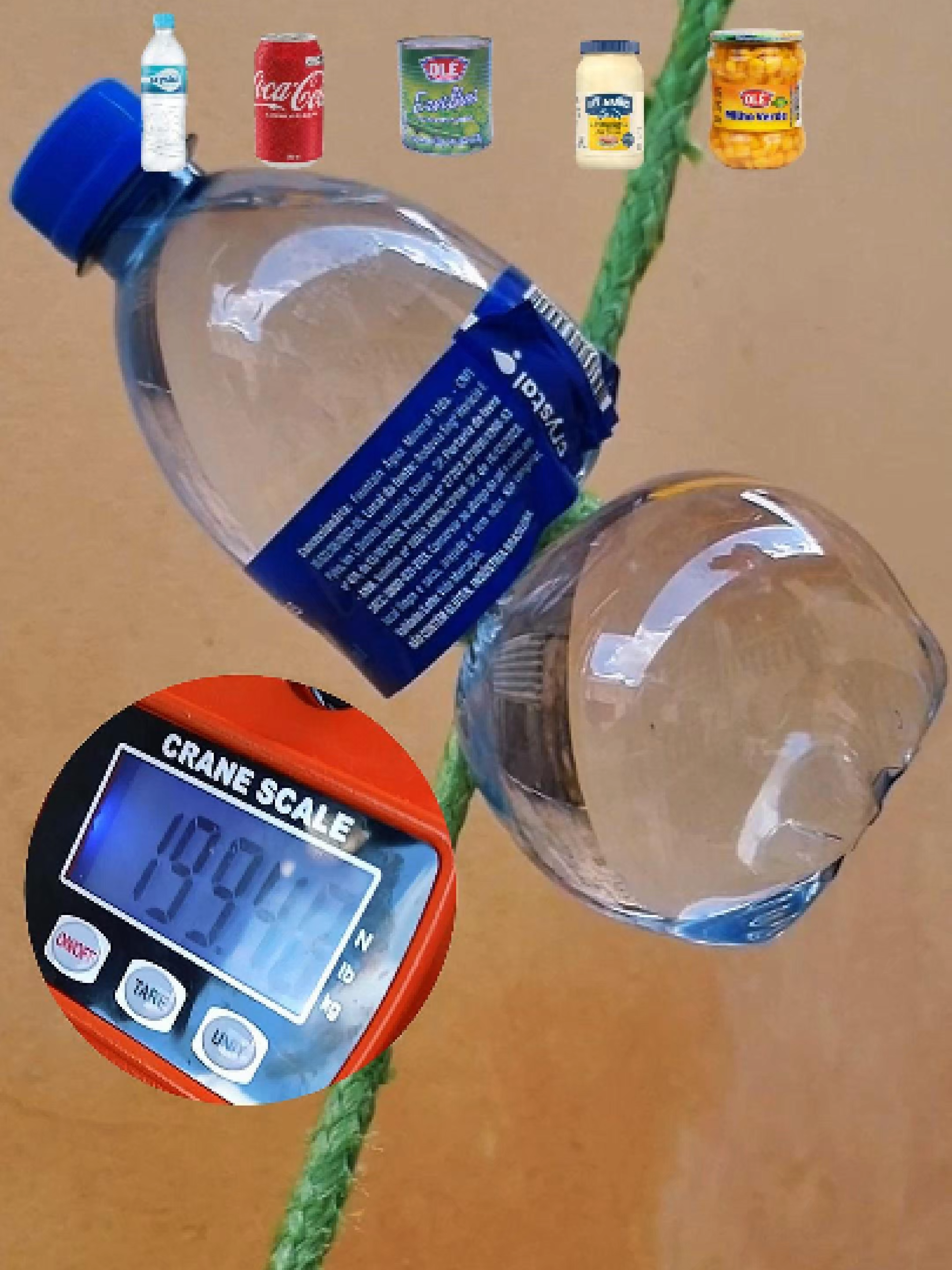 Nó de Corda vs objetos #satisfatorio #agua #cocacola #corda #nó #maionese #milho #ervilha #versus