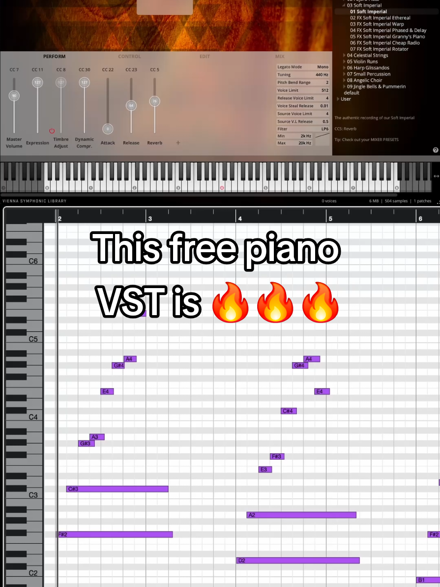 VSL Soft Piano Music: Aquatic Ambience by Scizzie #viennasymphoniclibrary #freevst #vstfree #freevstplugin #musicproductionhacks 