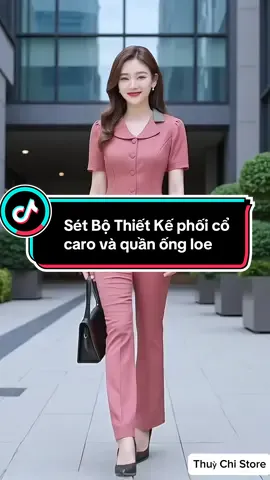 Sét Bộ Thiết Kế phối cổ caro và quần ống loe. #doboxinh #thoitrangnu #xuhuong #viral #thinhhanh 