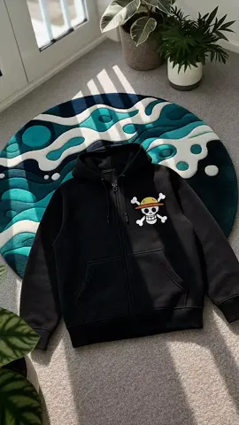 Jaket Hoodie Risleting zipper Anak Laki laki Fleece Hitam Logo Kapal bajak laut Mugiwara One piece Topi Jerami / Monkey d luffy / Mode Gear 5#promoguncang99 #sweater #hoodie #sweateranak 