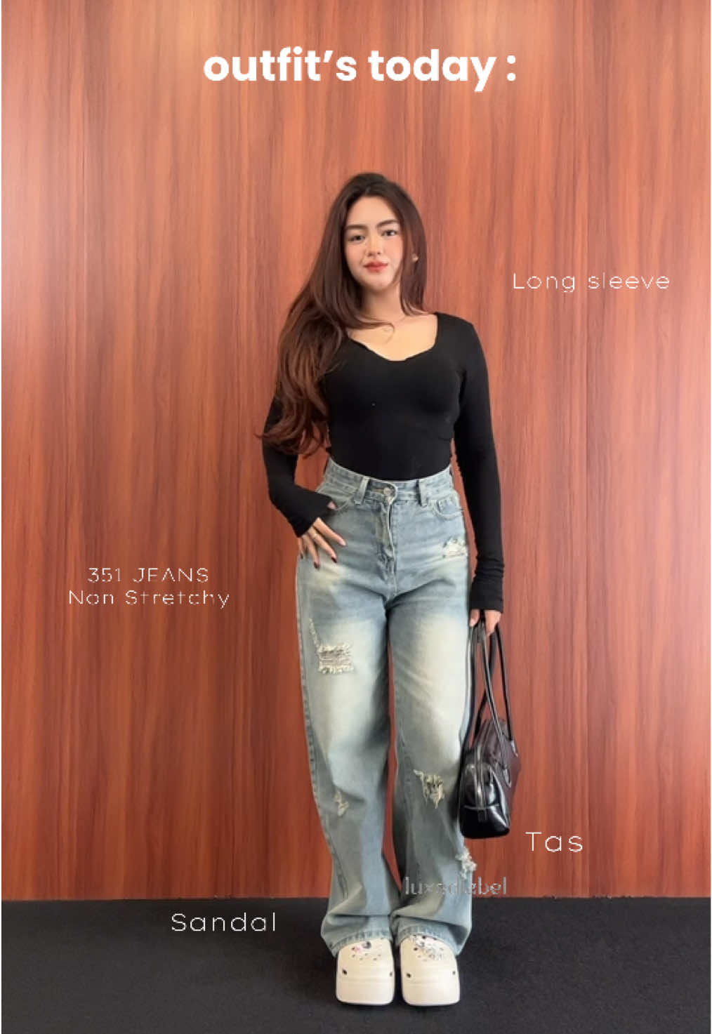 Sebelum pergi wajib fitcheck😍 @luxe.dlabeljeans #luxedlabeljeans #rekomendasijeans #jeanshighwaist #fitcheck #newarrival 