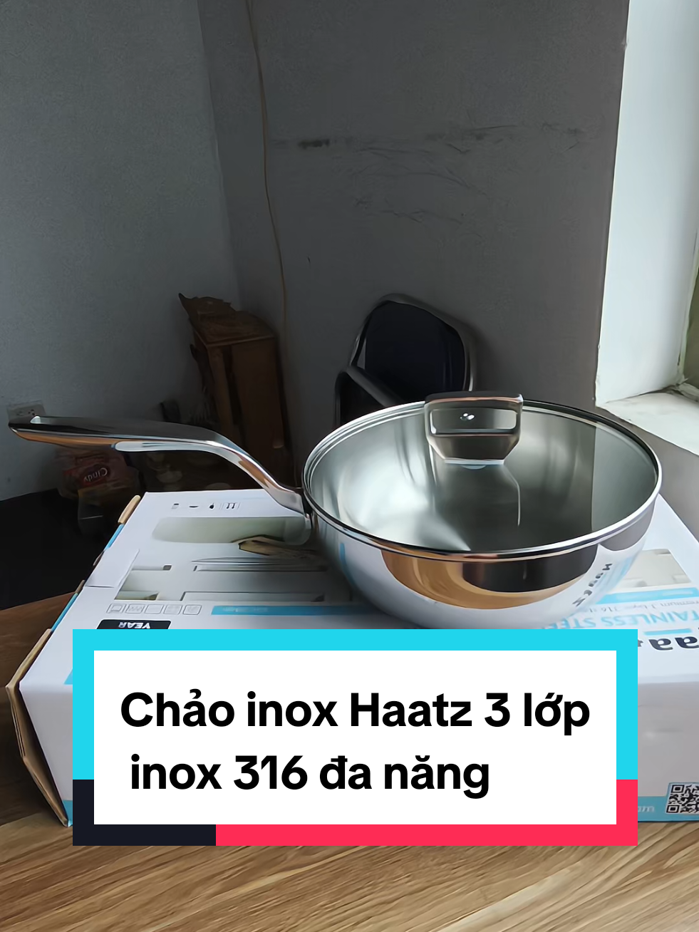 Chảo sâu lòng inox 316 HAATZ 3 lớp đa năng #chaoinox #chaosaulong #chaodanang 