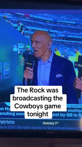 The Rock was broadcasting the cowboys game tonight. He’s lost a lot of weight #therock #rockjohnson 
