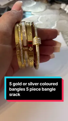 #tiktokmademebuyit #dealsdrop #spotlight #fyp #viralvideos 5 piece coloured silver or gold bangles bangle stack