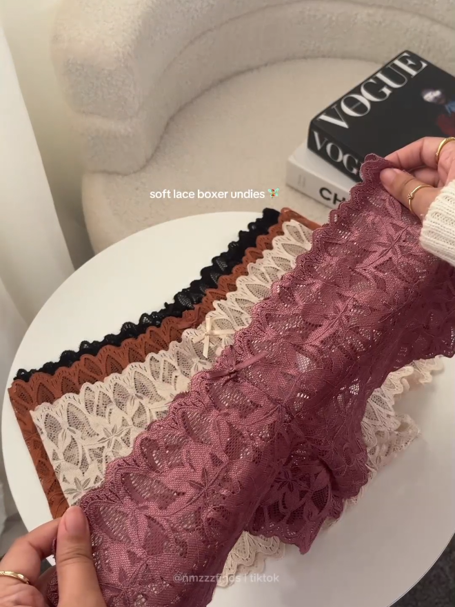 super comfy & high quality lace boxer undies 🎀🤍 #boxerunderwear #boxerpanty #lacepanty #laceboxerpanty #finetoolacepanty 