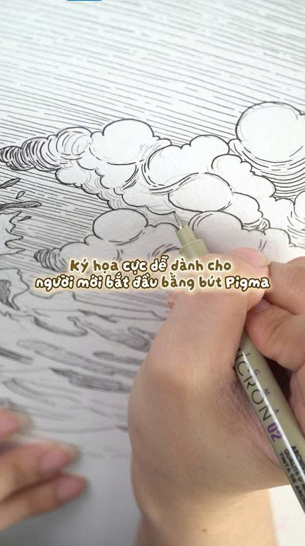 Chỉ cần một cây Micron, bạn đã có thể vẽ ký họa mây và mặt nước với nét mảnh, đều, không lem Nhà Sakura tặng bạn ưu đãi: Mua 3 Micron tặng ngay 1 bút gel tại các cửa hàng họa cụ từ 01/09 đến 30/09 #SakuraVietnam #Vetranh #Drawing #Art #Painting #butdinet #Sketching #kyhoa