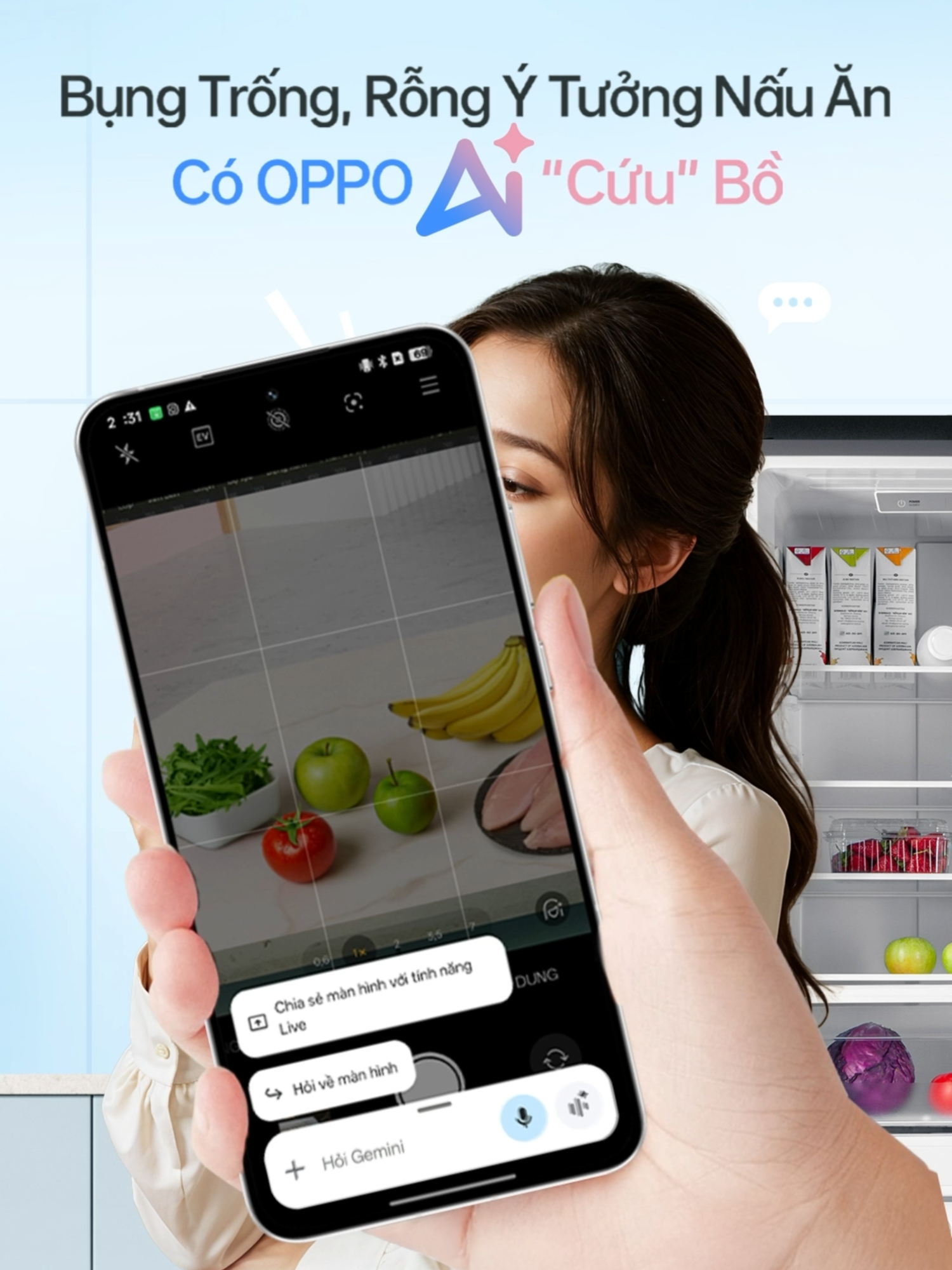 Một chiếc bụng đói sau giờ làm + Một ít nguyên liệu còn sót lại = …  Chỉ cần một chạm 3s hỏi màn hình, AI Chạm Một Hiểu Mười sẽ đưa ngay công thức ngon ngất ngây dành cho bạn!  #OPPOReno14Series #ChuyenGiaAI #ChuyenGiaChanDungAI #OPPOxSonTungMTP #AIChamMotHieuMuoi