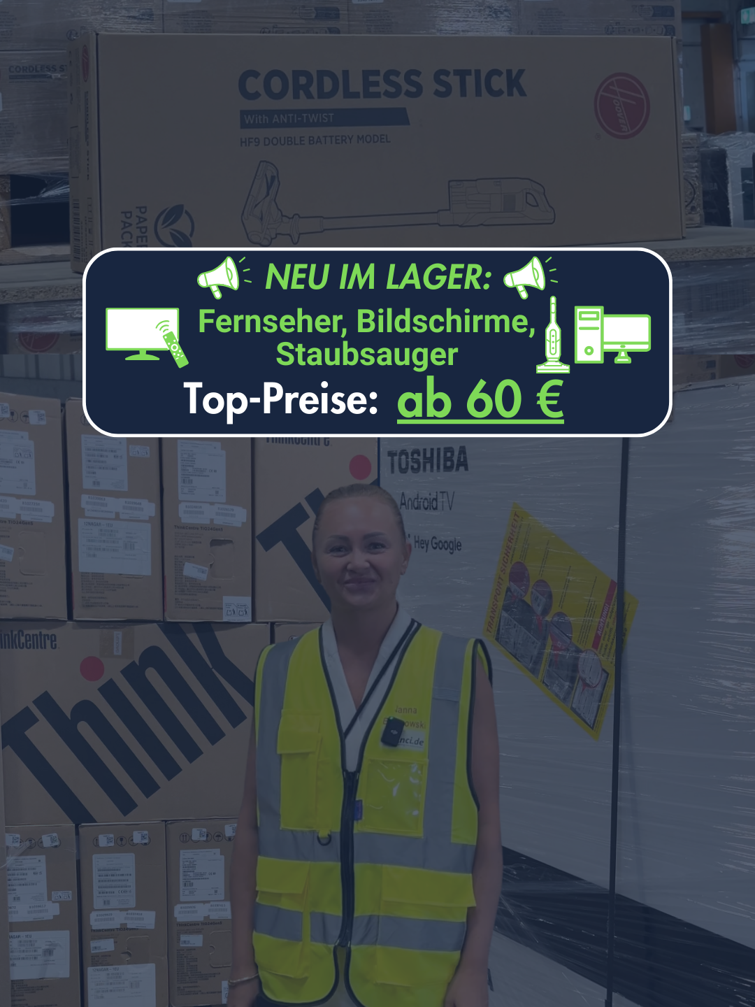 📦 Neue Ware im Lager! ➡️ Mit dabei: Bildschirme, Akku-Staubsauger, Luftreiniger – viele noch originalverpackt & teils mit Garantie. Ab schon 60 €! 💰 💻 Lenovo-Think Monitor. Regulärer Preis: 130 € Bei uns: nur 60 € 🔻54 % Ersparnis! 📺 Toshiba 4K-TV. Regulärer Preis: 400 € Bei uns: nur 220 € 💸 180 € günstiger! 👍 Und obendrauf bekommst du: ✅ 100 % Transparenz zu Zustand & Funktionen! 📞 Persönliche Beratung durch unser Vertriebsteam! ➕ Weitere Neuware wie Trockner & Waschmaschinen auf Lager! 🤑 Jetzt zuschlagen & die besten Deals sichern! 📱💬 Schreib einfach „Interesse“ in die Kommentare – wir melden uns mit allen Infos! ⚠️ Wir verkaufen derzeit ausschließlich an Händler, nicht an Privatpersonen! #elvinci#retouren#retourenhandelelvinci#elvinci.de.gmbh#angebot#deals#toshiba#lenovo#fernseher#tv#monitor#staubsauger#luftreiniger #onlineshop#limitedoffer#b2b
