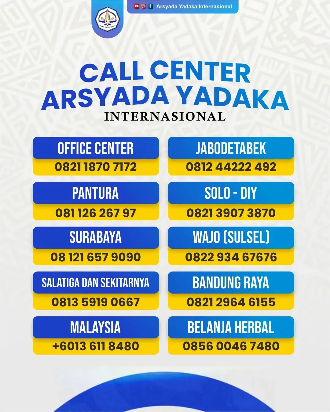 Daftar call center Arsyada Yadaka Internasional Bagi yang membutuhkan Silahkan hubungi Admin terdekat #arsyadayadaka #ustadzmuhammadfaizar #ustadzfaizar #ruqyahsyariyyah #ruqyah 