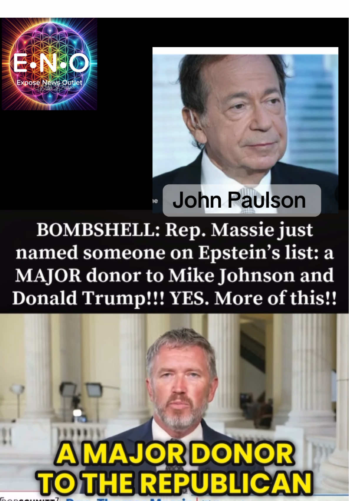 #thomasmassie  #epsteinblackbook #johnpaulson  #epsteinlist  #republicandonor Thomas Massie Drops Bomshell, and exposes a Billionaire donor of Trump , the Republican Party, speaker Mike Johnson and others. Seems that the Republicans are the ones engaged in a cover up, trying to protect their Billionaire buddies , and donors. And since they sold us out long ago, they would rather cover for predators and continue their greed spree, than to expose the truth and seek the justice that is deserved. No one is above the law. This is absurd. The Republicans are not the party of the people, certainly not the working class. They’ve made it clear they’re only there to enrich themselves and their criminal predator buddies. Must see!  