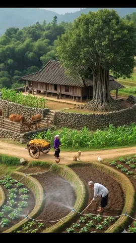 🌳Enjoy this serene and calming moment with us 🌽🐄#peace #villagelife 