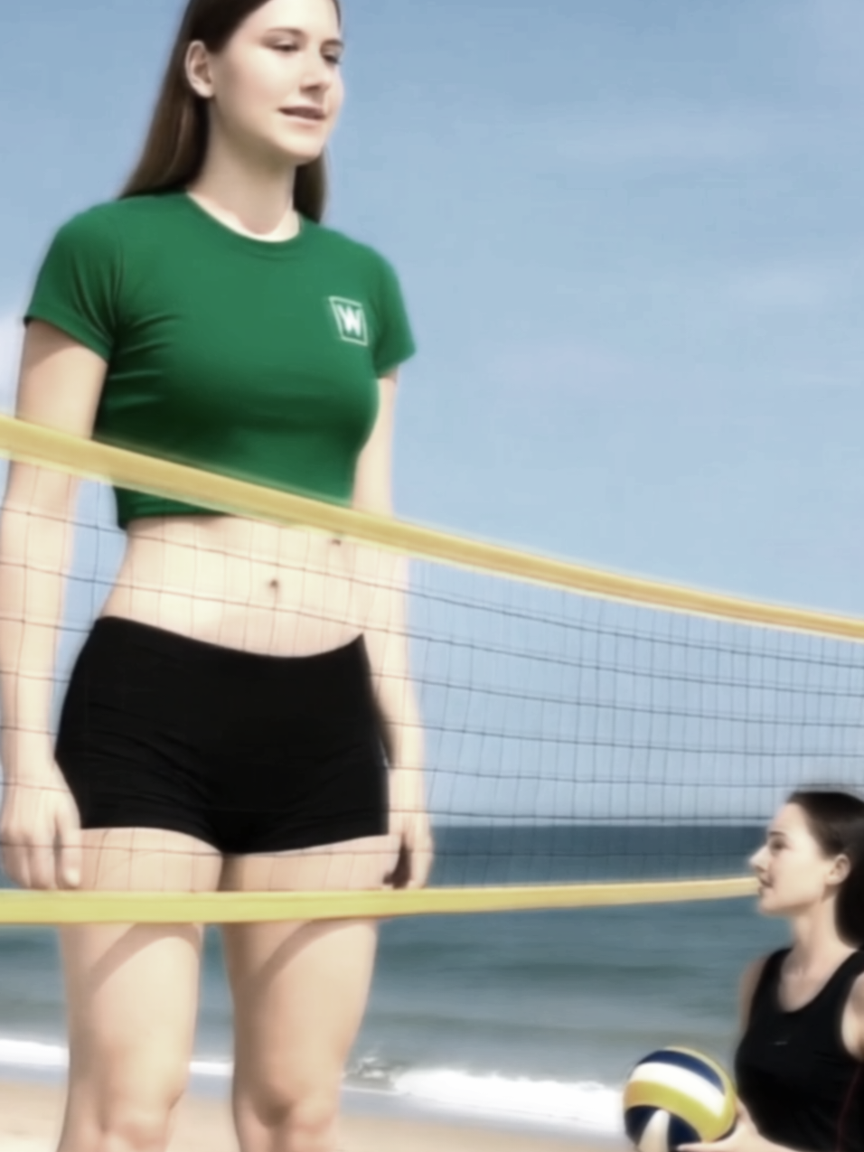 when you really want to win at beach volleyball 🏐  #tallgirl #heightproblems #volleyball #giantess 
