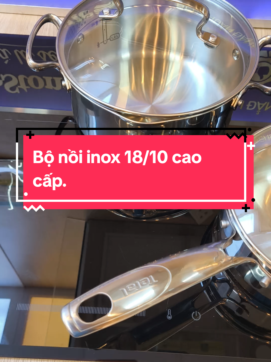 Bộ nồi inox 18/10 cao cấp Tefal. 16.20.24cm inox 18/10 cao cấp  Bảo hành 10 năm#dobep #xuhuong#bonoi#tefal#nồi 