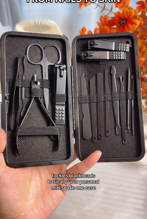 Not just a nail clipper set. This kit trims nails, cleans ears, tackles blackheads—basically your personal mini spa in one case. #nailcare #groomingkit #nailclippers #manicurekit #pedicurekit           