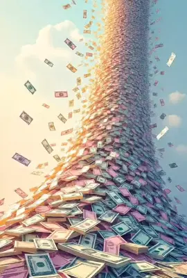 Dollar bills showering down endlessly, a storm of wealth and prosperity touching every corner 💵🌟 #gold #Money #dinheiro #moneymagnet #돈다발     
