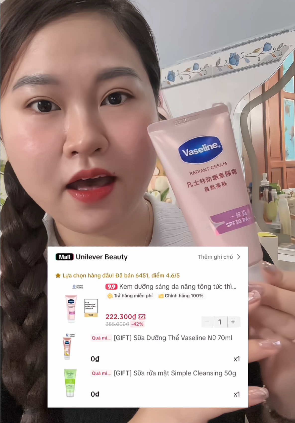 Dưỡng sáng da Vaseline chơi lớn luôn nè chị em ơi, mọi người xem được 🎁 gì nha. Lỡ này là tiếc lắm luôn á #Vaseline #VaselineVelvet #hoptaccungunilever #duongthe #vaselineradiant 