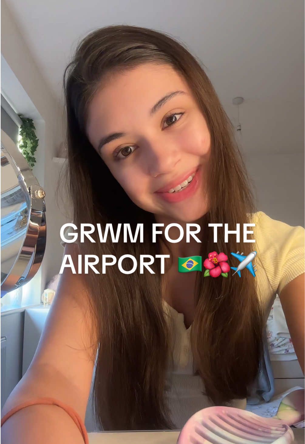 GRWM for the airport to go to BRAZIL 🇧🇷🌺✈️ IVE BEEN WAITING SO LONG FOR THIS!! #grwm #airport #travel #girly #holiday 