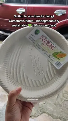 Switch to eco-friendly dining! Cornstarch Plates – biodegradable & sustainable 💚 (50 pcs per pack)” #EcoFriendlyLiving #BiodegradablePlates #cornstarchplate 