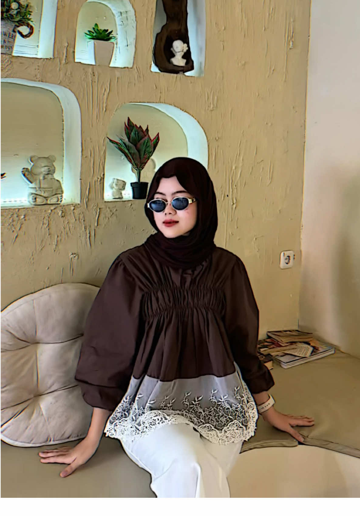 odelia choco best seller! stock sisa dikit😫 #OOTD#fyp#blouse#atasanwanita#outfit 